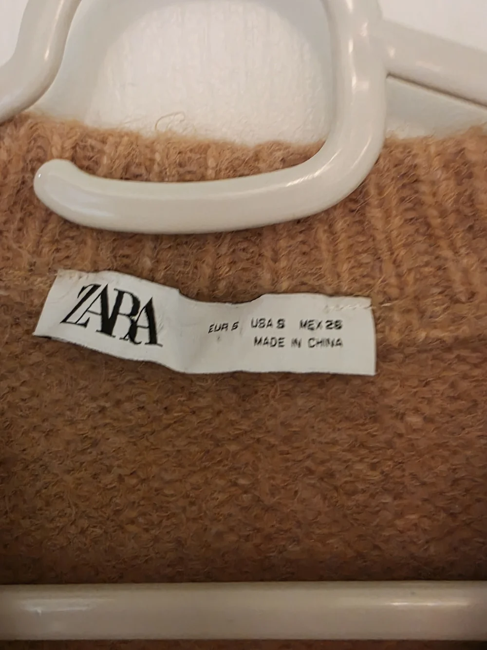 Zara Cropped Crewneck Sweater in Camel Brown - Picture 2 of 4